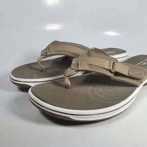 CLARKS Women's Breeze Sea [Taupe] Casual Synthetic Flip Flops Size 10 US NWOT